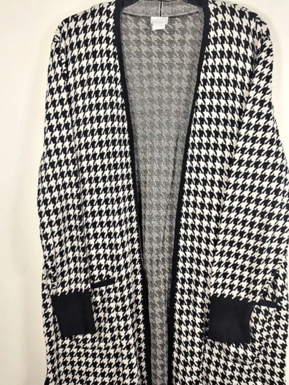 Chico's Houndstooth Open Front Cardigan Size XL